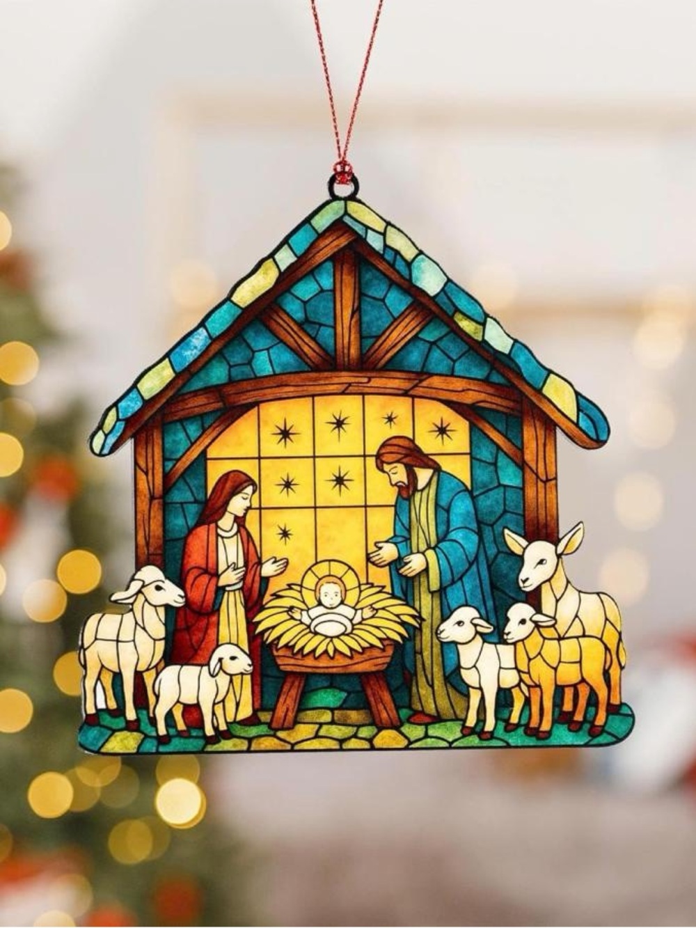 🎇Multi🎇Stained Glass Nativity Ornament – Holiday Decoration (2/$10)